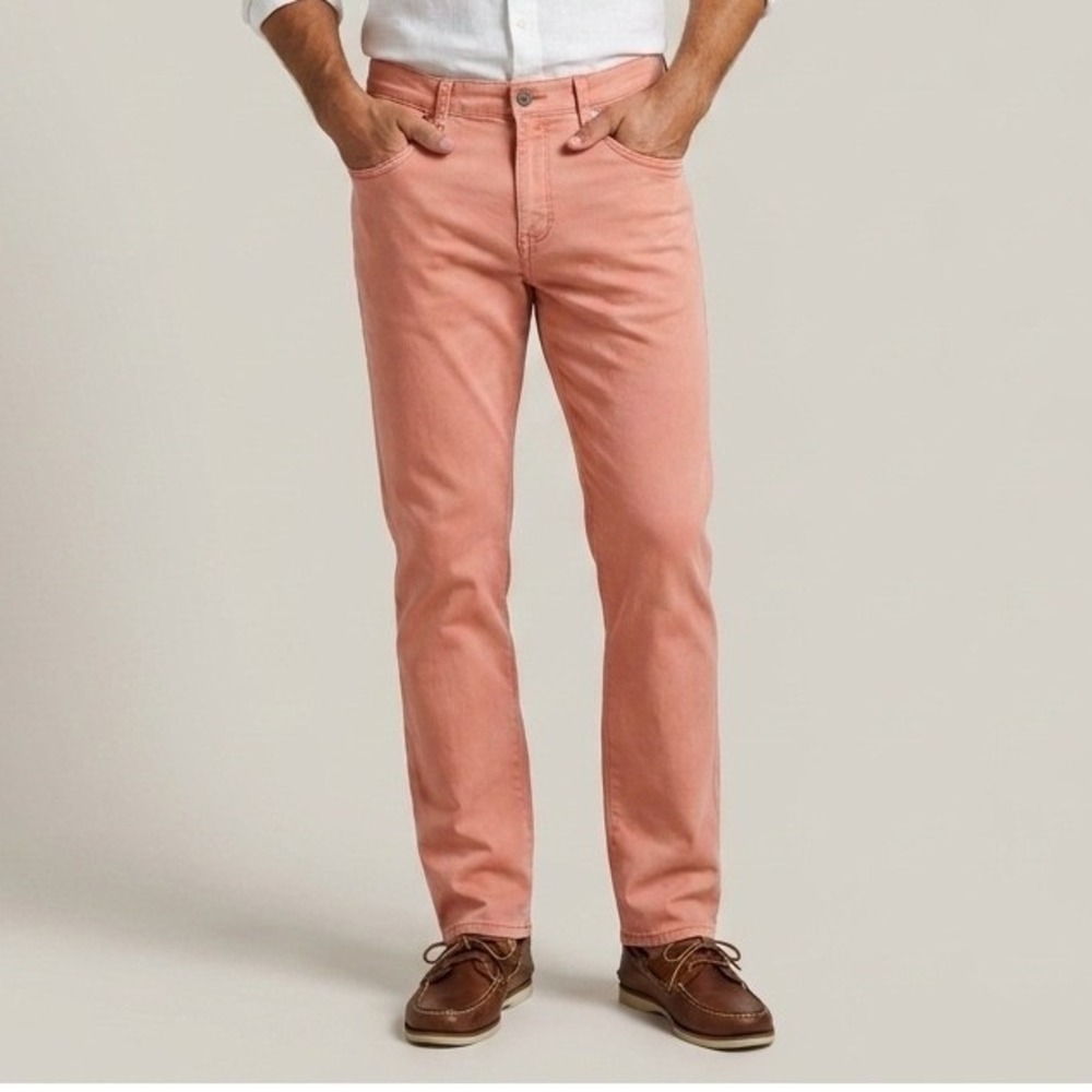 Tommy Bahama Boracay 5-Pocket Pants Mens 35x32 Salmon Coral Stretch Straight